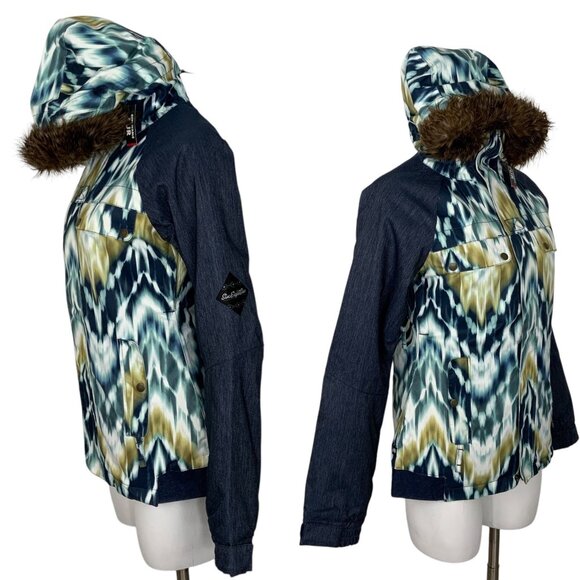 686 Womens Authentic Bae Insulated Jacket XS Ikat InfiDry Hooded Snowboarding - Picture 3 of 14
